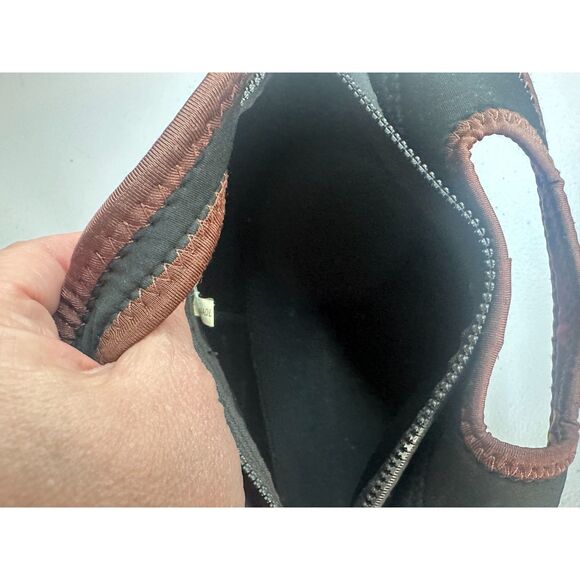 Boho Floral Neoprene Top-Handle Clutch Purse – Brown Pink Purple, Zip - Picture 4 of 6